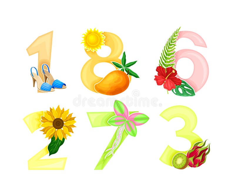 6-0 Summer numbers stock vector. Illustration of numeral - 147018682