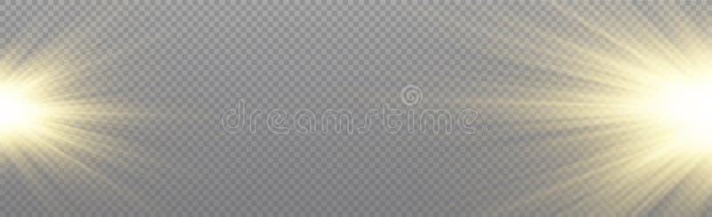 Bright Sun With Glare On A Transparent Background - Vector Stock