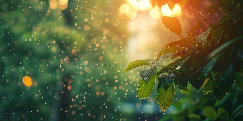 Sunlight Streaming Through the Tree Leaves. Generative AI vector illustration