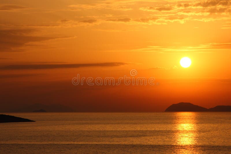 Bright sunset over Adriatic sea royalty free stock photography Bright sunset over Adriatic sea royalty free stock photography