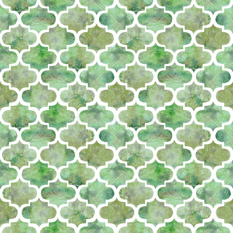 Bright tiles curly eastern geometrical shape abstract grunge colorful splashes texture, watercolor seamless pattern design in soft stock photography