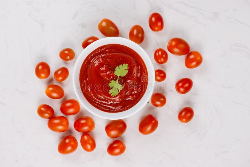 Bright Tomato Ketchup with Herbs on Table Stock Photo Image of food, italian 105322504