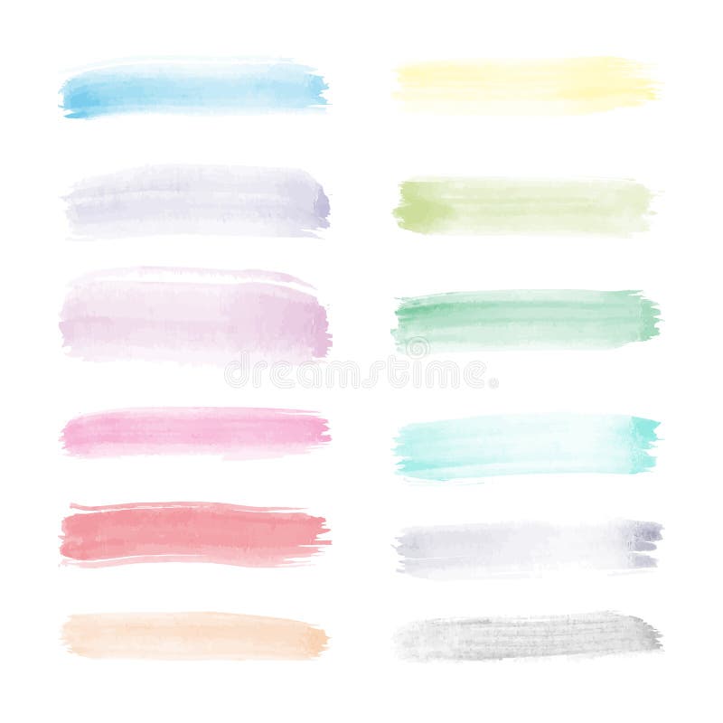 Bright transparent watercolor vector set of brush strokes in full spectrum colors vector illustration Bright transparent watercolor vector set of brush strokes in full spectrum colors vector illustration