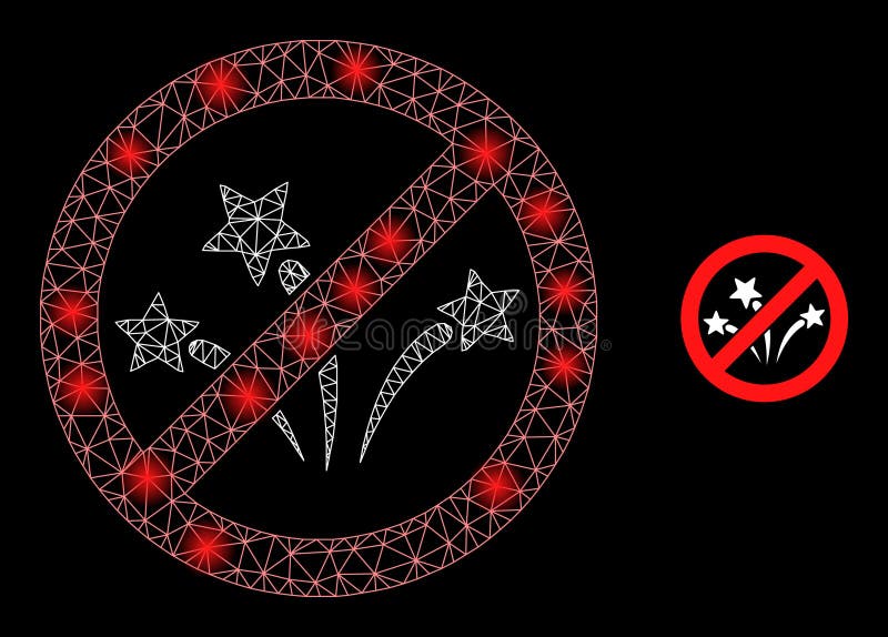 Bright Web Mesh Stop Fireworks Icon with Light Spots stock illustration