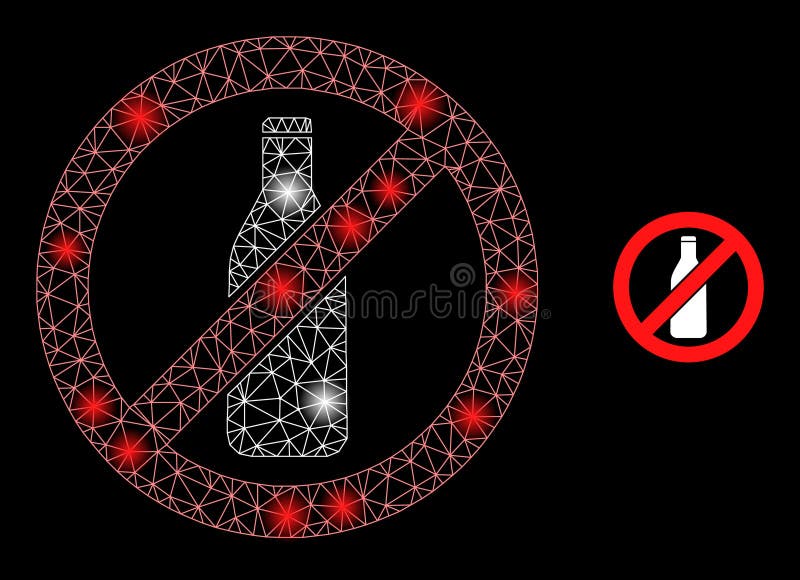 Bright Web Net Stop Beer Bottle Icon with Lightspots royalty free illustration