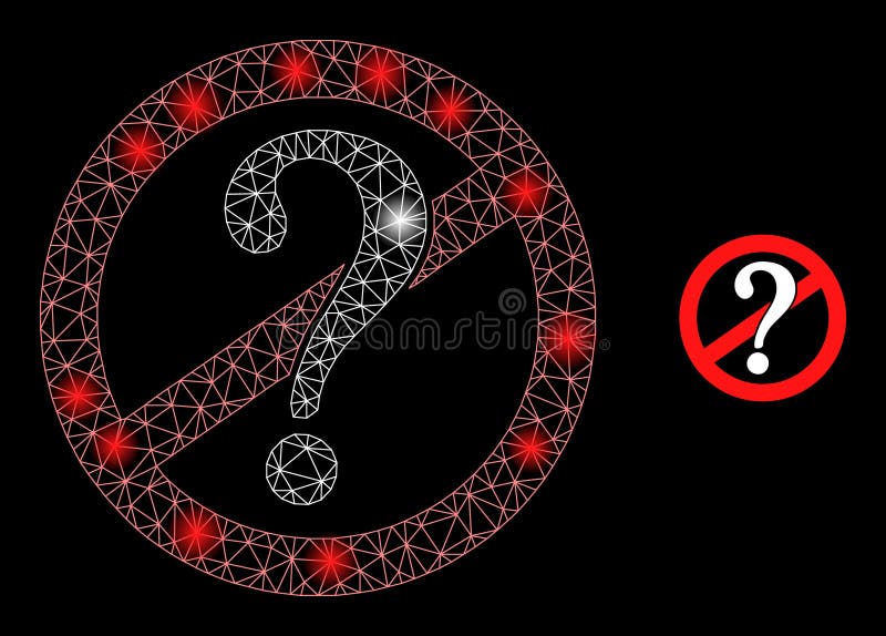 Bright Web Net Stop Questions Icon with Constellation Nodes stock illustration