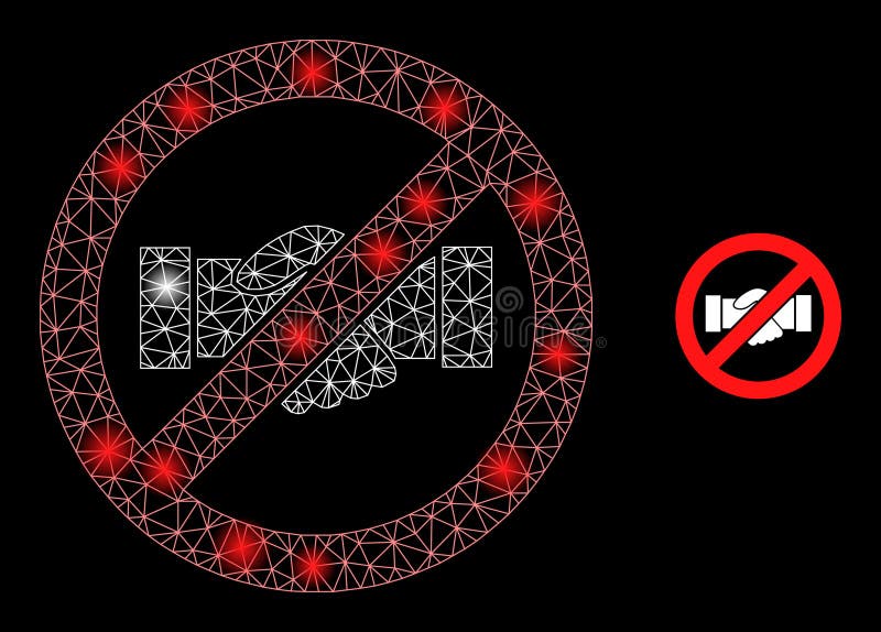 Bright Web Network Stop Handshake Icon with Light Spots vector illustration