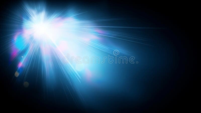 Bright white and blue light burst with radiant beams on dark background royalty free stock image