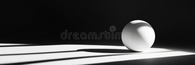 Bright White Sphere in Deep Shadow Creates a Striking Contrast With a Minimalistic Background Emphasizing Simplicity and stock photos