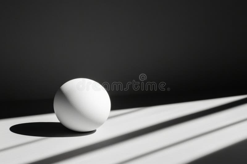 Bright White Sphere in Deep Shadow Offers a Striking Contrast in Minimalistic Artistic Composition Generative AI stock images