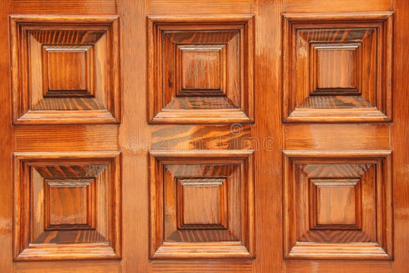 Bright Wooden Door Elements. Terracotta Squares. Elements of the Stock