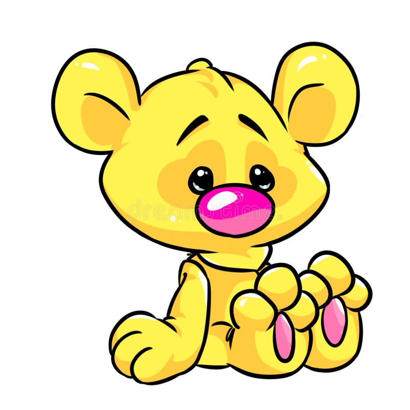 Bright Yellow Bear Sitting Cartoon Stock Illustration - Illustration of  color, sitting: 123813204