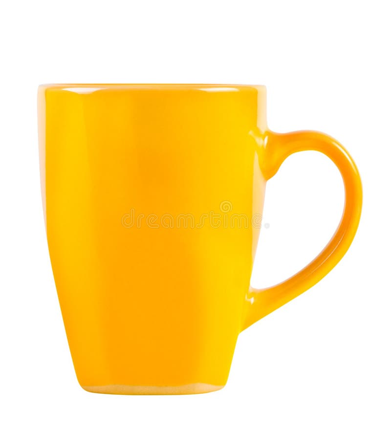 Bright yellow cup isolated.