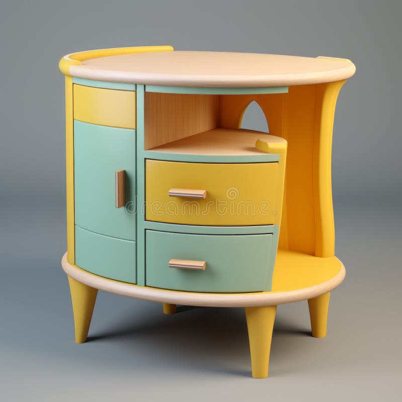 Bright Yellow Night Table Model for 3dsmax and Vray Stock Photo Image