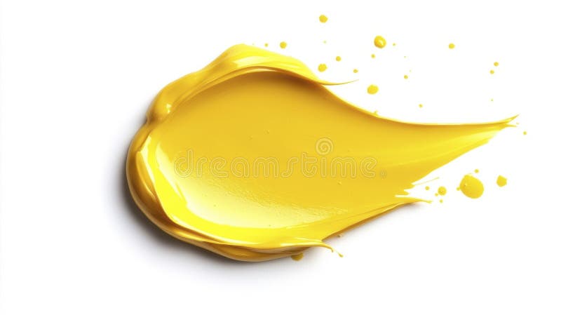 Bright yellow paint stroke isolated on white background vector illustration