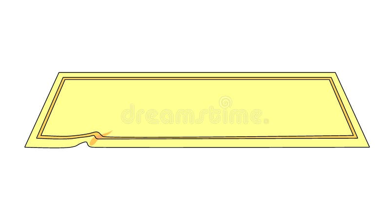 Yellow rectangular banner with slightly curled edges vector illustration