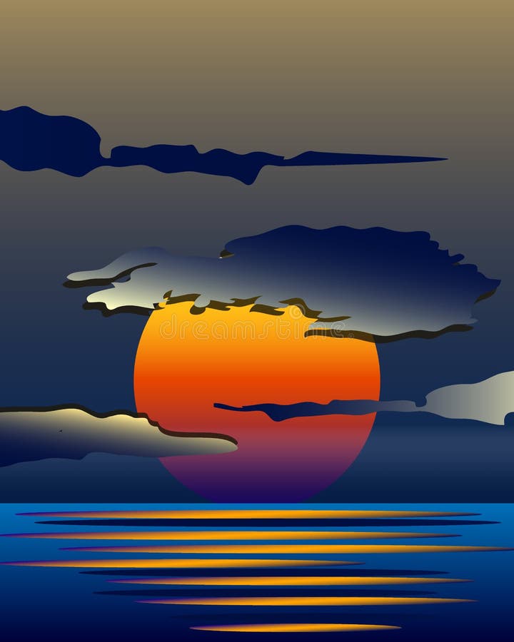 Yellow sunrise stock illustration. Illustration of reflection - 4019237