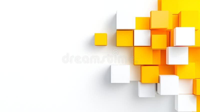 Bright yellow and white cubes create dynamic abstract composition, showcasing modern design elements. interplay of light and royalty free illustration