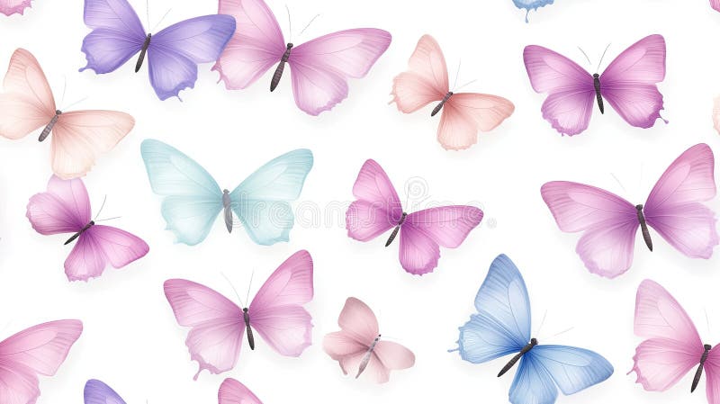 Brightly colored butterflies arranged on a white background create a stunning abstract nature composition with ample vector illustration