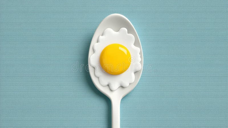 Brightly Colored Egg on Spoon With Centered Space Above Against a Textured Background for Creative Design Generative AI royalty free stock image