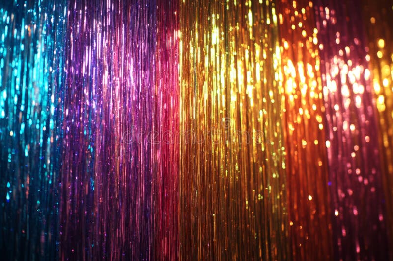 Brightly colored foil curtain shimmering in the light creating a festive and celebratory backdrop fotos de stock