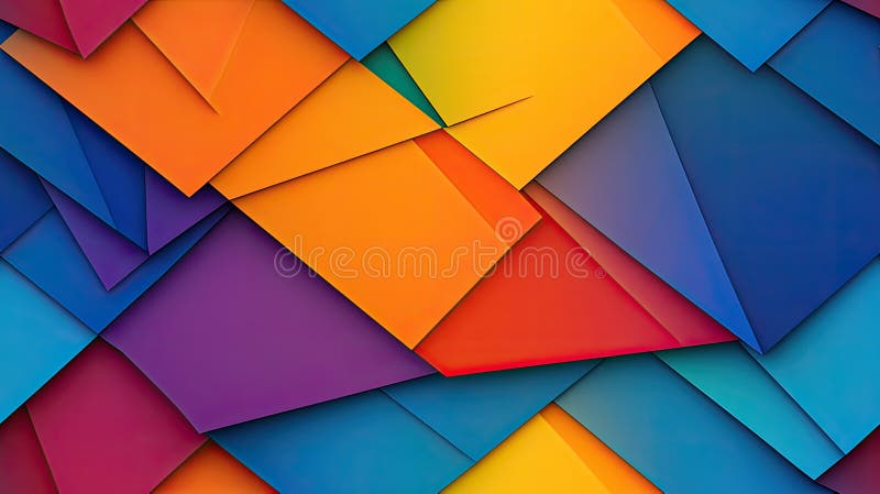 Formele geometrice colorate în mod strălucitor se suprapun creând un design abstract umplut cu nuanțe vibrante și unghiuri dinamic vector illustration