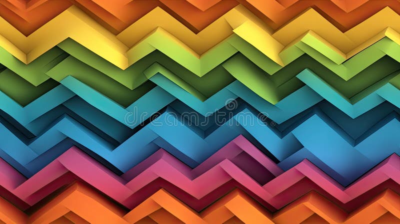 Brightly colored geometric shapes overlap, creating an abstract design filled with vibrant hues and dynamic angles that capture stock illustration