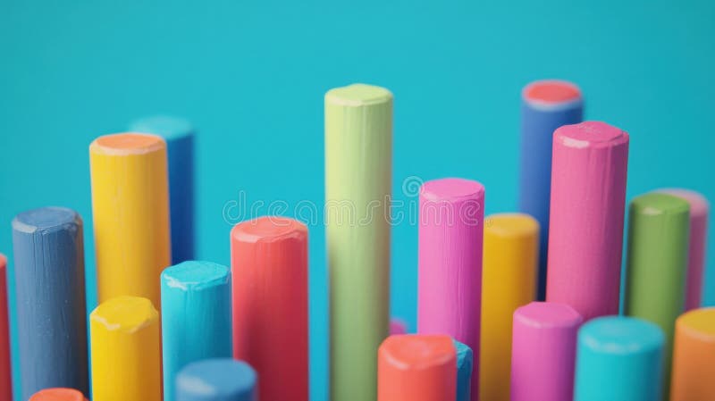 Brightly colored small crayons arranged in a playful composition royalty free illustration
