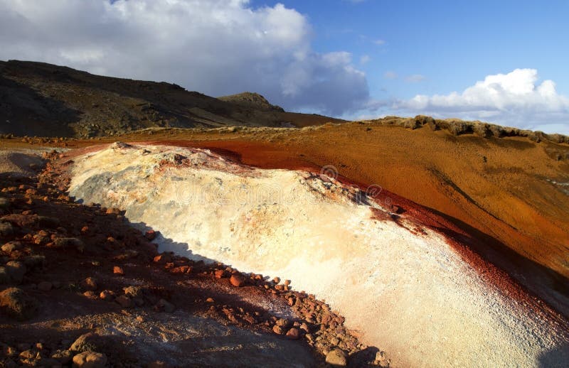 Brightly coloured mud deposits at Seltun