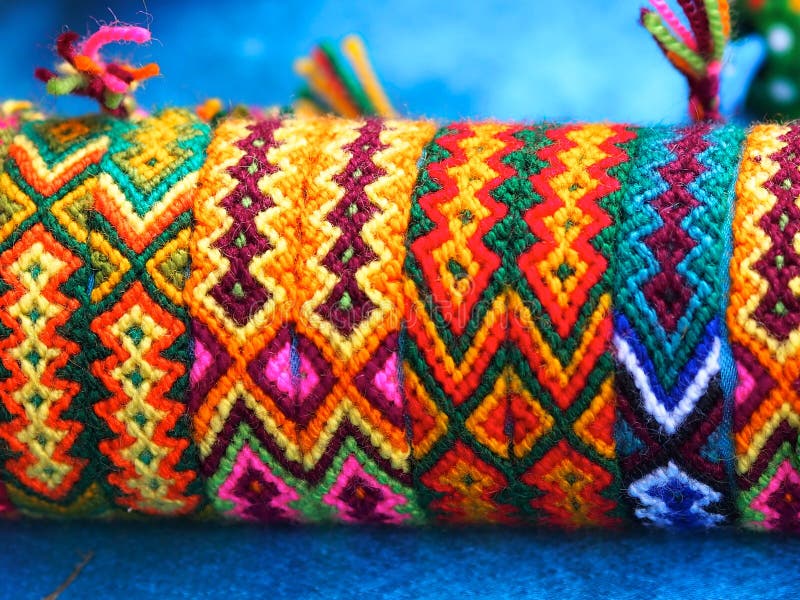 Brightly Coloured Yarn Bracelets Stock Image Image of weave