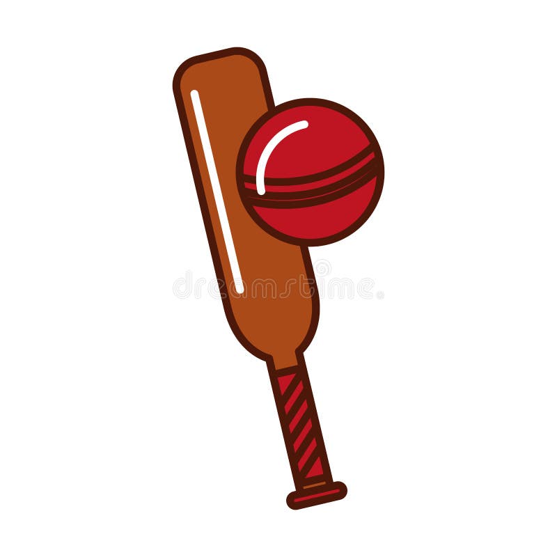 Brightly Cricket Ball and Bat Cartoon Stock Vector Illustration of