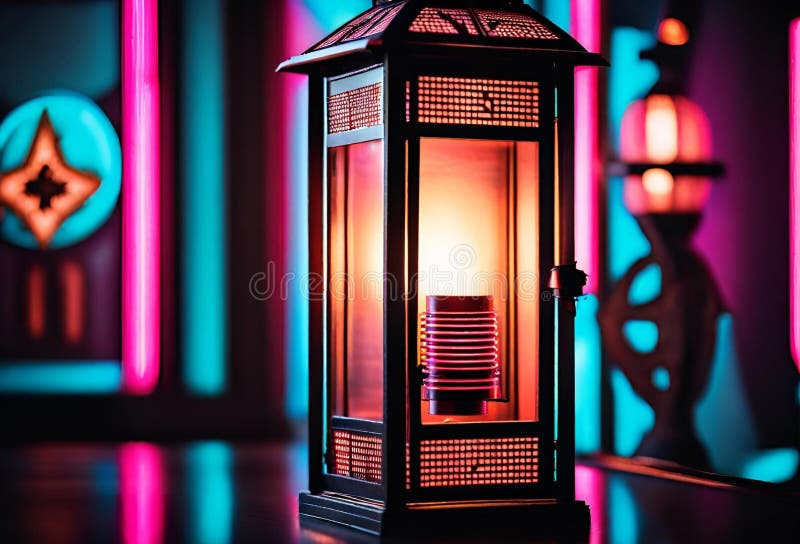 A brightly lit modern style lantern Generative AI stock illustration