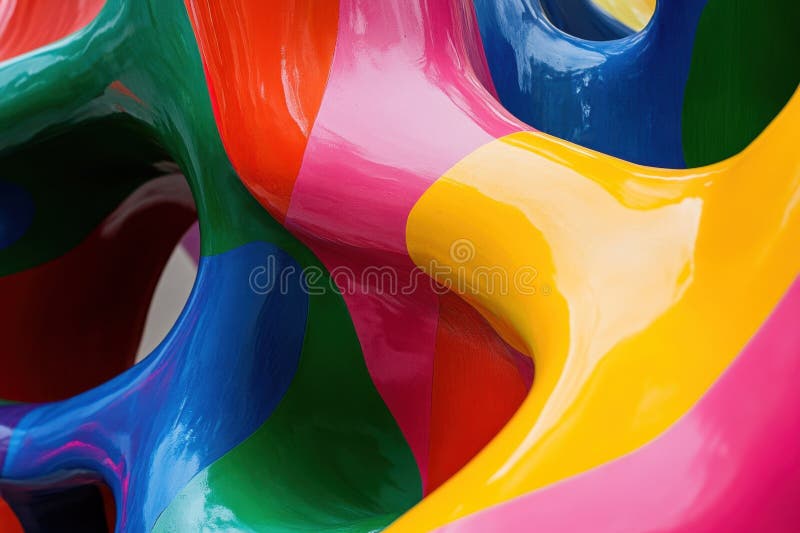 Colorful abstract sculpture displays vibrant curves and textures in an art installation outdoors royalty free illustration