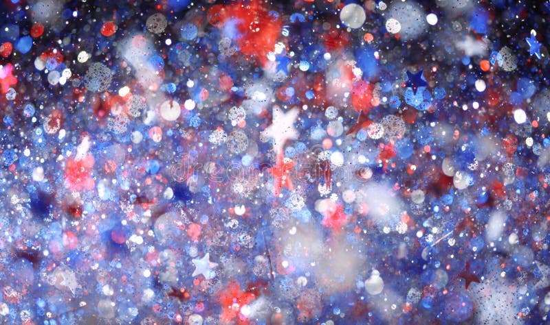 Brillantante rosso bianco e blu scintillato con stelle luccicanti coronate 4 luglio sullo sfondo delle celebrazioni