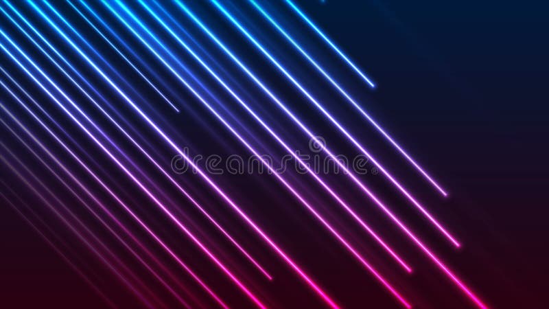 Brillantes líneas láser azul violeta neón líneas de movimiento abstracto