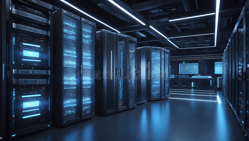 Brillantezza tridimensionale della dinamica dei dati. generazione di aiuti illustrazione di stock