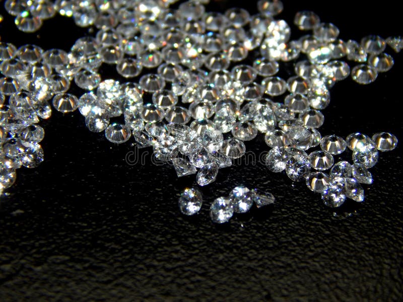 Brilliant Diamonds on a Black Background Closeup Stock Image Image of