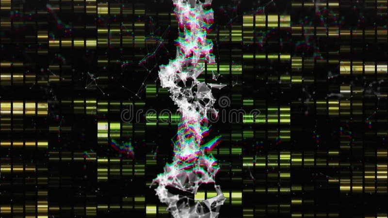 Brin d'ADN avec animation digitale de traitement de données motifs verts sur fond noir illustration libre de droits