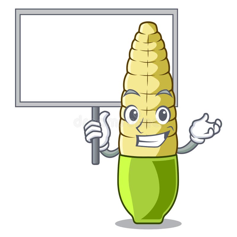 Bring board baby corn in a character bowl royalty free illustration