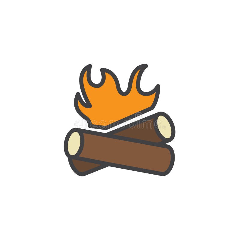 Brinnande brasa fylld översiktssymbol stock illustrationer