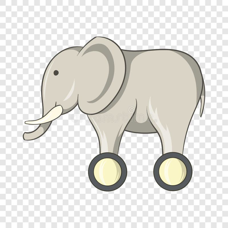 Brinque o elefante nas rodas ícone, estilo dos desenhos animados ilustração stock Brinque o elefante nas rodas ícone, estilo dos desenhos animados ilustração stock