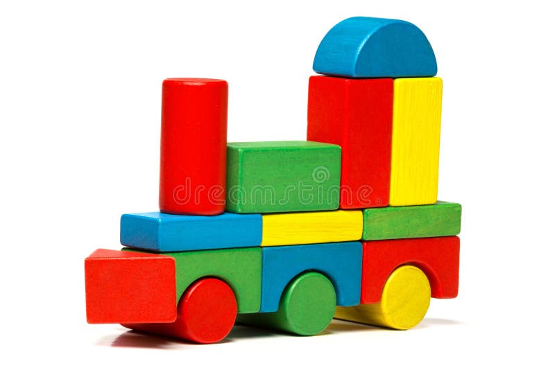 Brinque o trem, transporte de madeira locomotivo multicolorido dos blocos