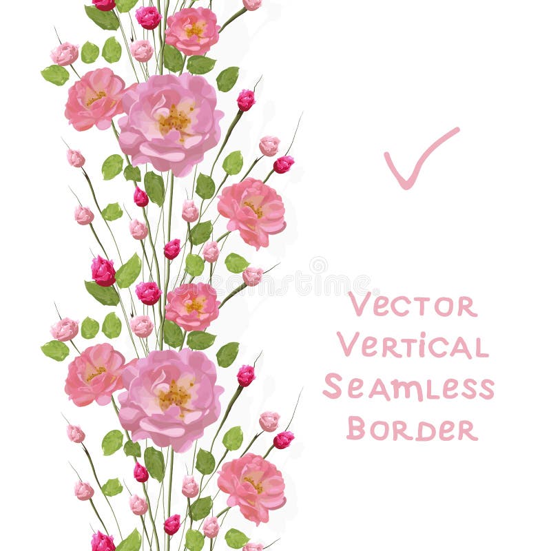 Brins des roses roses avec des feuilles Fond blanc illustration de vecteur Brins des roses roses avec des feuilles Fond blanc illustration de vecteur