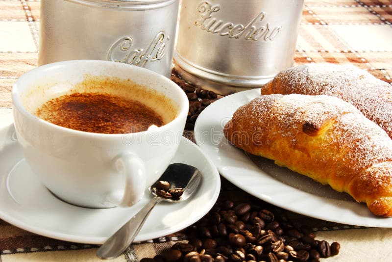 Brioches, Caffee And Cappuccino Stock Image Image of