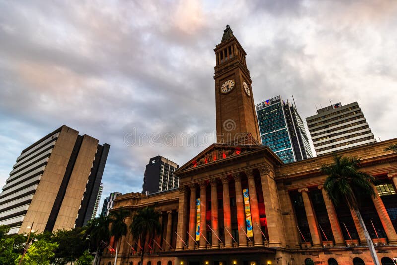 Brisbane City Hall Building with Clock Tower in Australia, Brisbane, 2021 Editorial Photo
