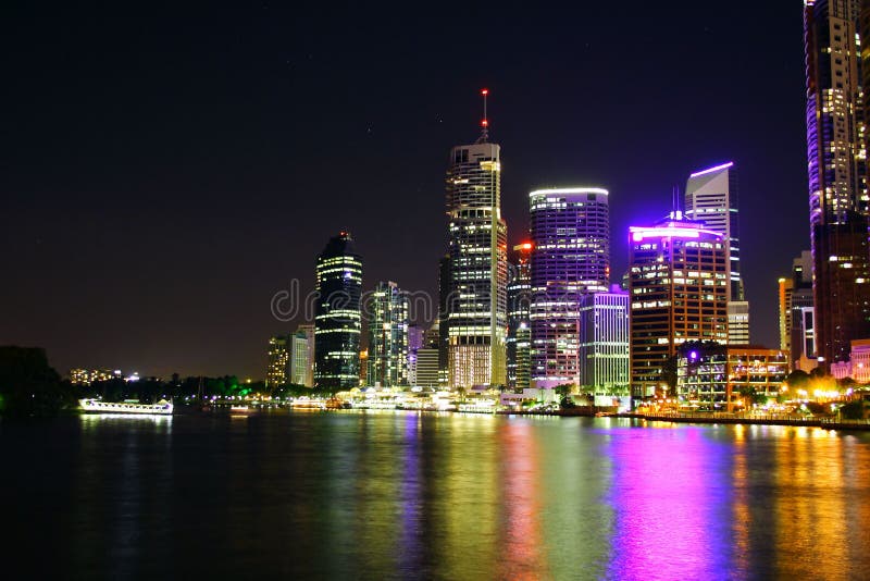 Brisbane City at Night stock image. Image of modern, skyline 18251349