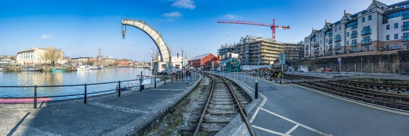 Bristol Docks Panoramic (Kraan) stock fotografie Bristol Docks Panoramic (Kraan) stock fotografie