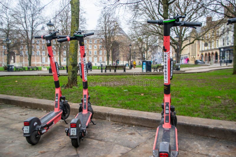 BRISTOL, ENGLAND 15 January 2022 EScooters Parked Up in Bristol City