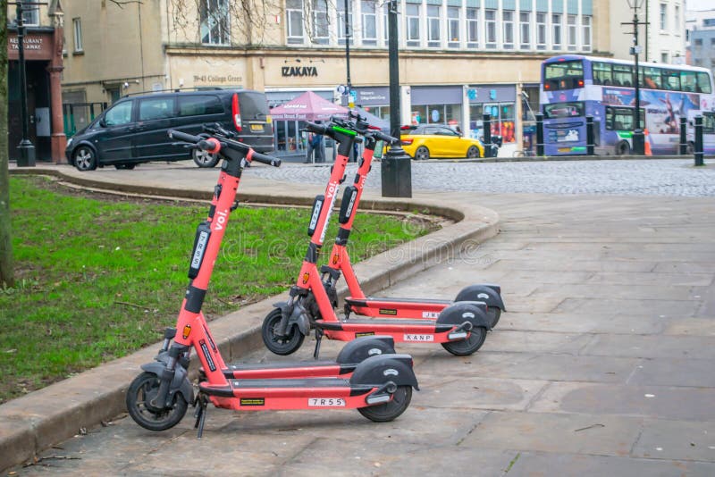BRISTOL, ENGLAND 15 January 2022 EScooters Parked Up in Bristol City