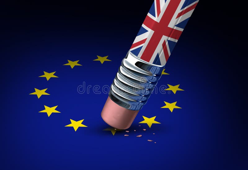 Britain European Union Concept. Britain European Union decision as a brexit leave concept and UK leaving vote or Euro zone crisis as a pencil with the british stock illustration Britain European Union Concept. Britain European Union decision as a brexit leave concept and UK leaving vote or Euro zone crisis as a pencil with the british stock illustration